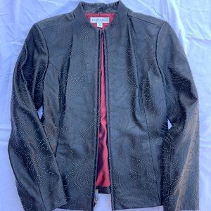 Katherine Kelly Lambskin Textured Black Jacket